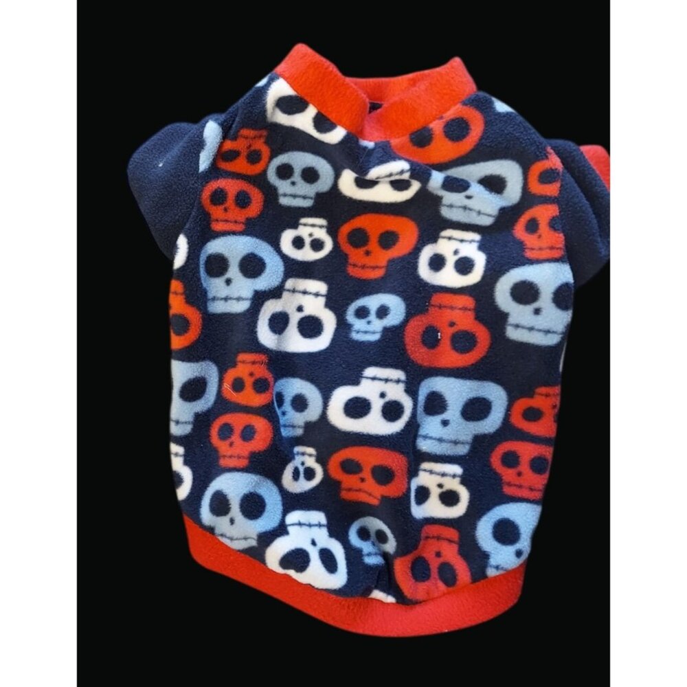 Skull Print Fleece Dog Sweater